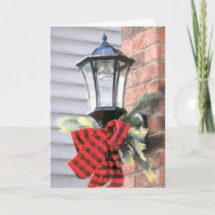 Lantern with buffalo plaid bow  thank you card