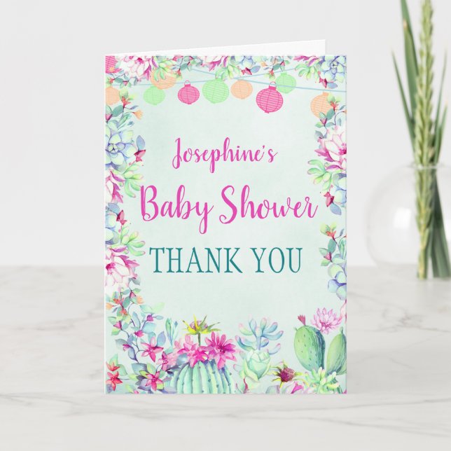 Lanterne Cactus Baby shower Fiesta Merci (Devant)