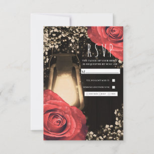 Lanterne Rustic Glow & Roses Rouges Réponse Mariag