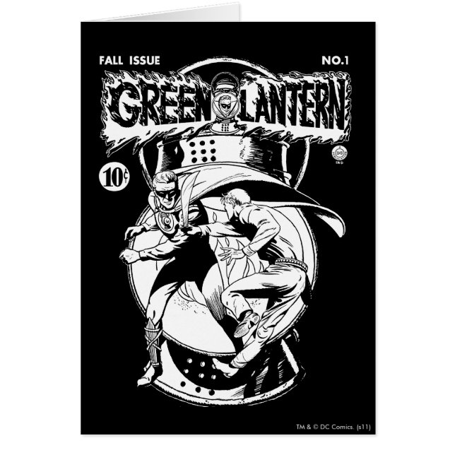 Lanterne verte avec cape en combat, noir et blanc (Devant)