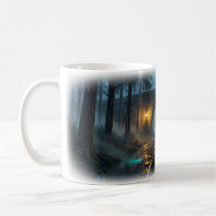 Lanterned Rain Railway Through Pines Mug