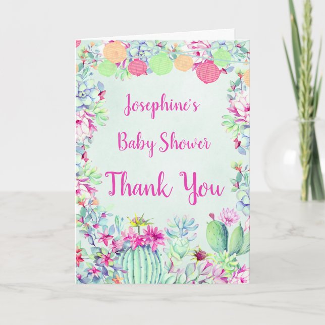 Lanternes Cactus Fiesta Baby shower Merci (Devant)
