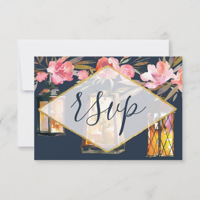 Lanternes de corail bleu marine Floral RSVP (Devant)