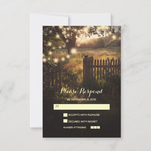 lanternes de nuit mariage romantique carte RSVP (Devant)