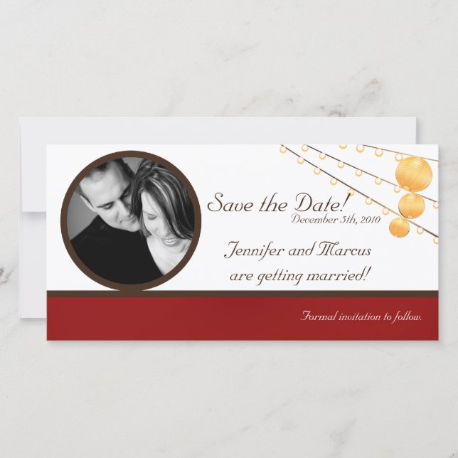 Lanternes en papier Faire-part 4x8 Fiançailles sur (Devant)