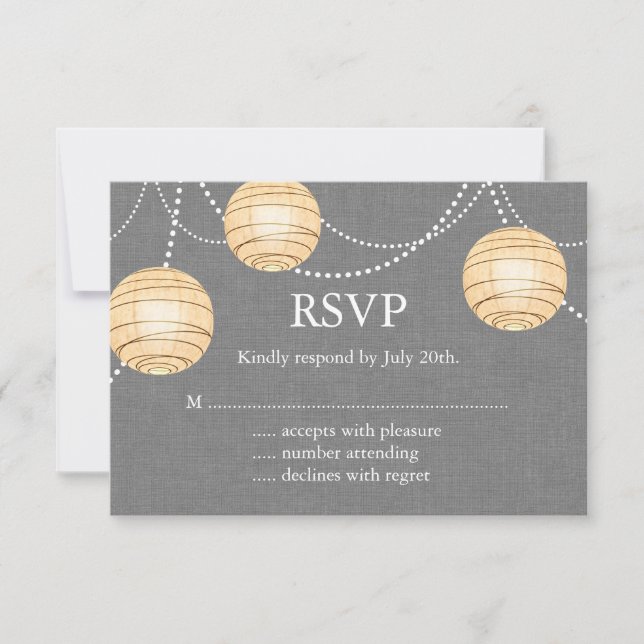 Lanternes sur Grey Burlap RSVP (Devant)