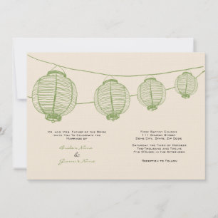 Lanternes verte et crème Faire-part de mariage