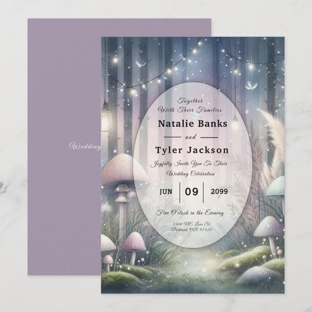 Lanternlight Dreams Enchanted Forest Wedding Invitation (Front/Back)