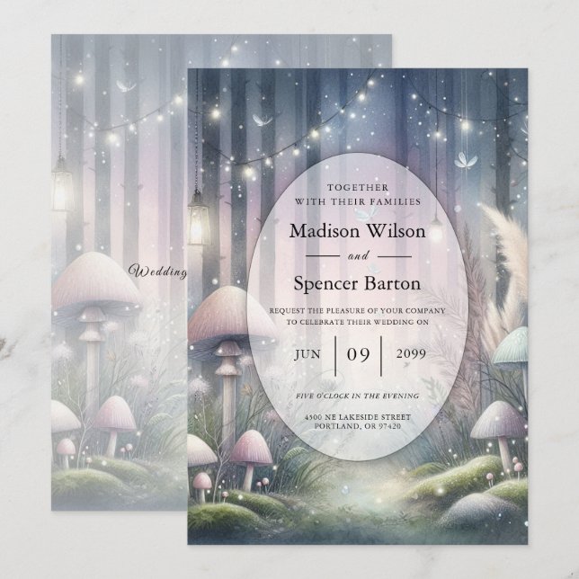  Lanternlight Dreams Enchanted Forest Wedding Invitation (Front/Back)