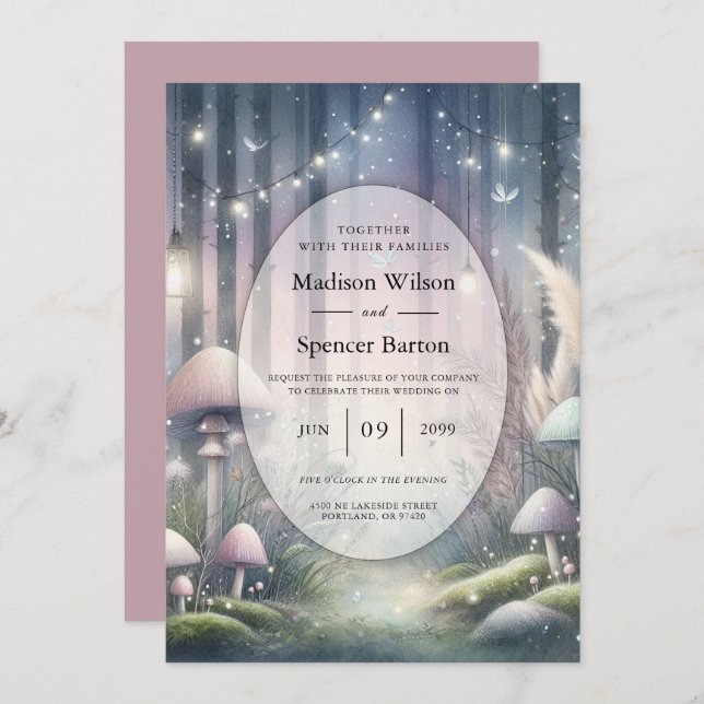 Lanternlight Dreams Enchanted Forest Wedding Invitation (Front/Back)