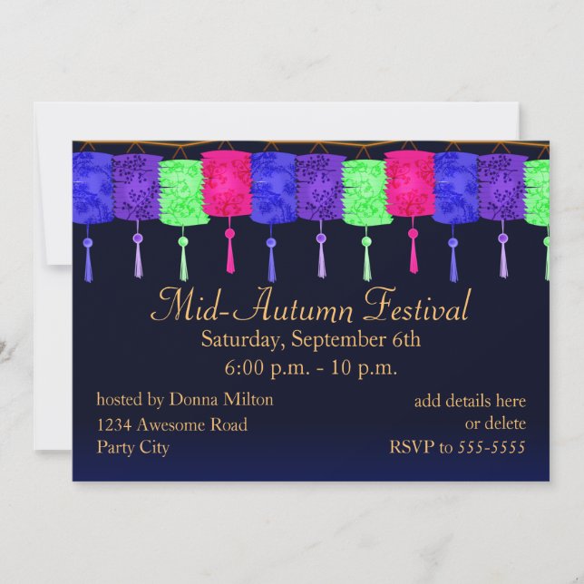 Lanterns and Full Moon Invitation (Front)