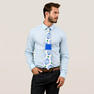 Lanterns Beige Blue Minimal Pattern Tie