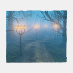 Lanterns in the Fog Fleece Blanket