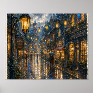 Lanterns in the Rain, Plate RH-WC-005 Poster