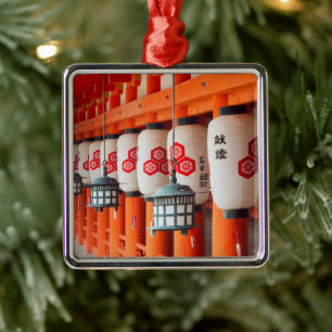 Lanterns inside Itsukushima Shrine Metal Ornament