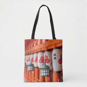 Lanterns inside Itsukushima Shrine Tote Bag