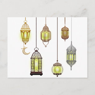 Lanterns Ramadan Mubarak Oriental Arabian Muslim Holiday Postcard