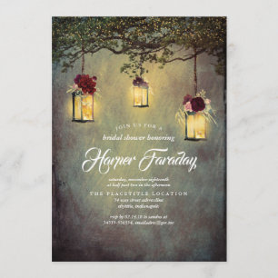 Lanterns Rustic Country Floral Bridal Shower Invitation