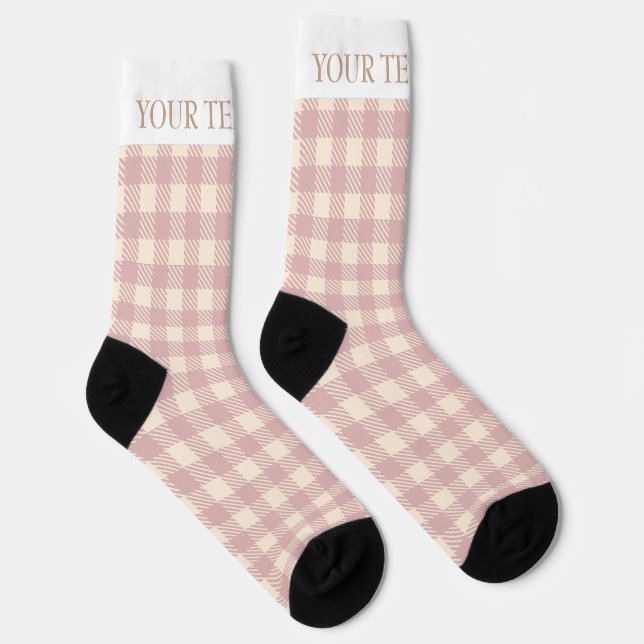 Lanvander pale purple gingham preppy plaid checked socks (Right)