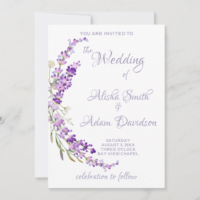 Lanvender Bouquet Wedding Invitation (Front)