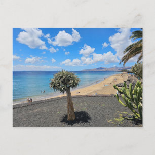Lanzarote beach and clouds view postcard