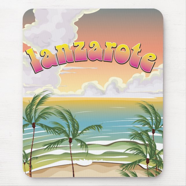 Lanzarote beach travel poster mouse pad (Front)