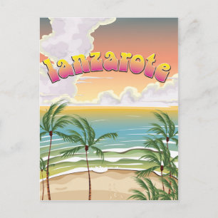 Lanzarote beach travel poster postcard