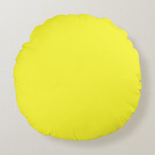 Lanzarote Lemon Acid Neon Yellow Tropical Romance Round Pillow (Front)