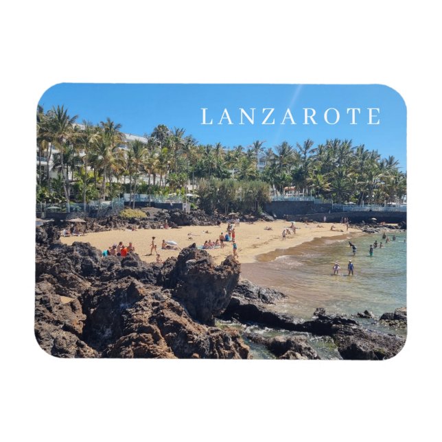 Lanzarote Puerto del Carmen beach view magnet (Horizontal)