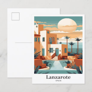Lanzarote Spain Art Travel Potrait Illustration Postcard