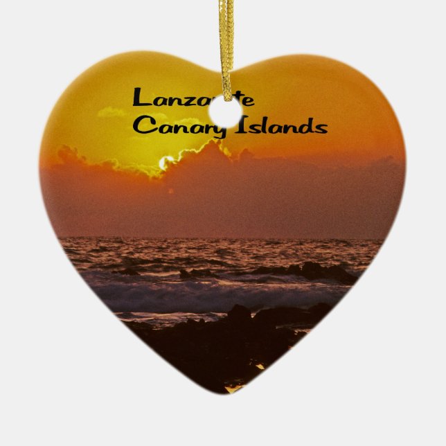 Lanzarote Sunset Ceramic Ornament (Front)