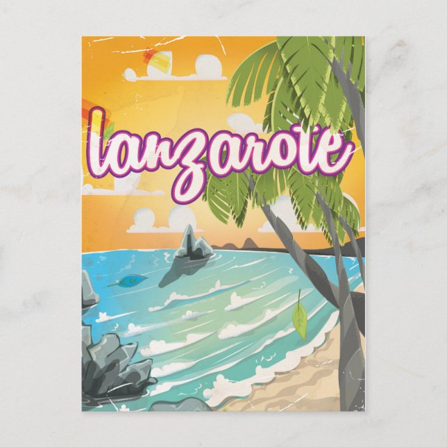 lanzarote vintage travel poster cartoon postcard (Front)