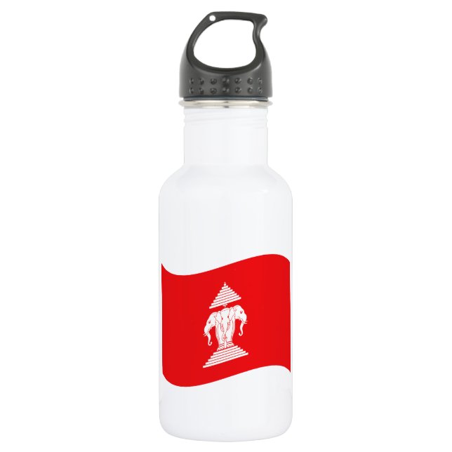 Lao Erawan Three Headed Elephant Flag Wave 532 Ml Water Bottle (Front)