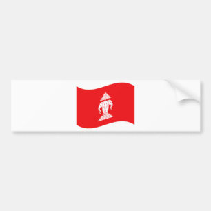 Lao Erawan Three Headed Elephant Flag Wave Bumper Sticker