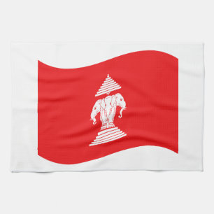 Lao Erawan Three Headed Elephant Flag Wave Kitchen Towel