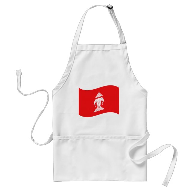 Lao Erawan Three Headed Elephant Flag Wave Standard Apron (Front)
