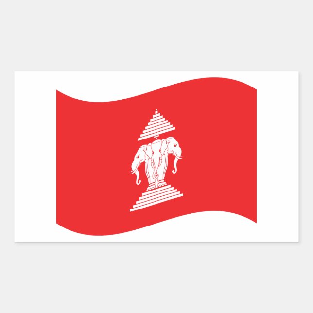 Lao Erawan Three Headed Elephant Flag Wave Sticker (Front)