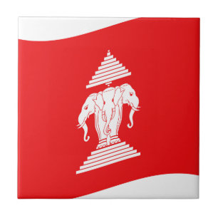 Lao Erawan Three Headed Elephant Flag Wave Tile