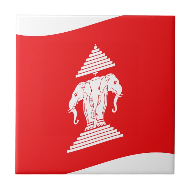 Lao Erawan Three Headed Elephant Flag Wave Tile (Front)