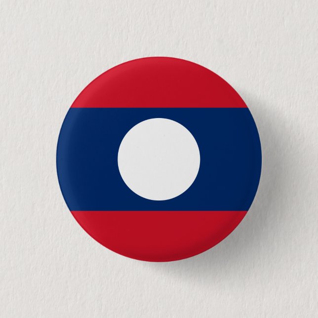 Lao Flag, Flag of Laos 1 Inch Round Button (Front)