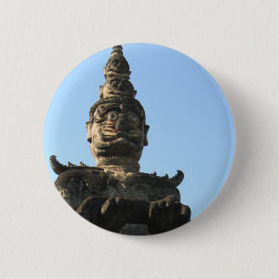 Lao Giant Guardian .. Buddha Park, Vientiane, Laos 2 Inch Round Button