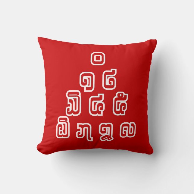 Lao / Laos Numbers Pyramid Laotian Language Script Throw Pillow (Front)