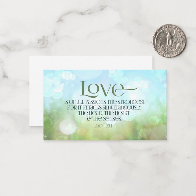 Lao Tzu Inspirational Quote "Love" Card (Front/Back In Situ)