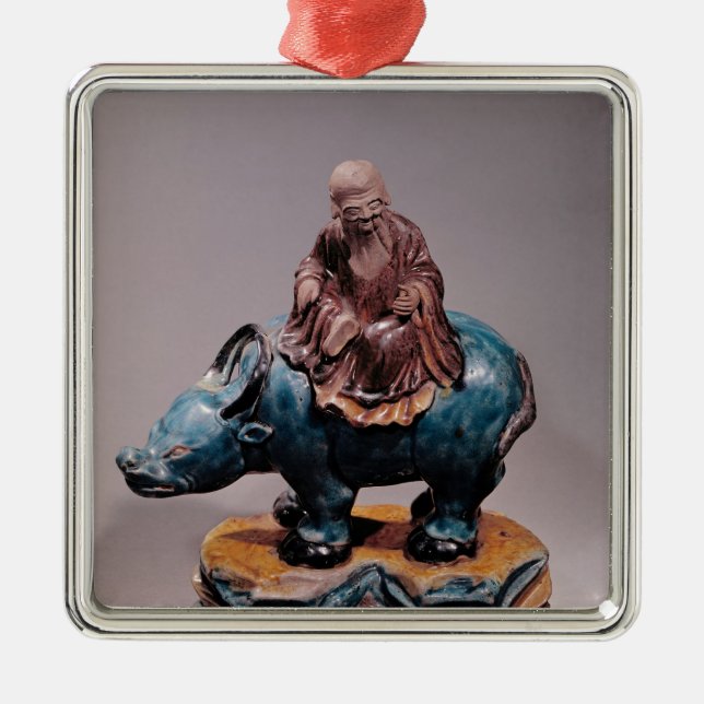 Lao-Tzu  on his Buffalo, Qing dynasty Metal Ornament (Front)