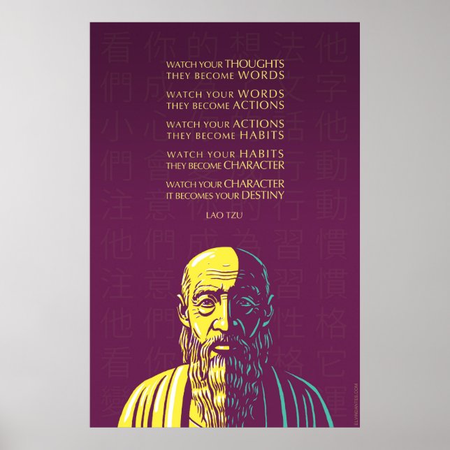 Lao Tzu quote: Watch your thoughts Poster (Front)