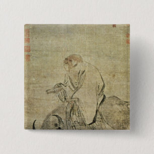Lao-tzu riding his ox, Chinese, Ming Dynasty 2 Inch Square Button