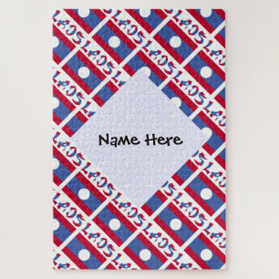 Laos and Laotian Flag Tiled with Your Name Jigsaw Puzzle