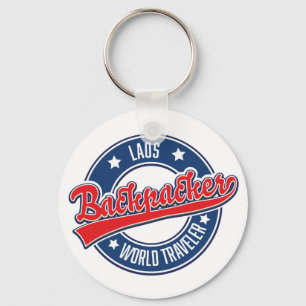 laos backpacker world traveller logo keychain