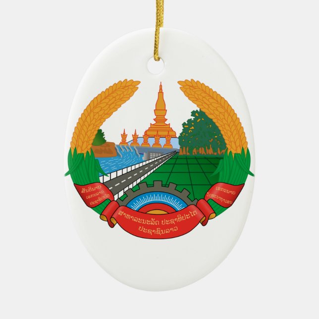 Laos Coat of Arms Ceramic Ornament (Front)