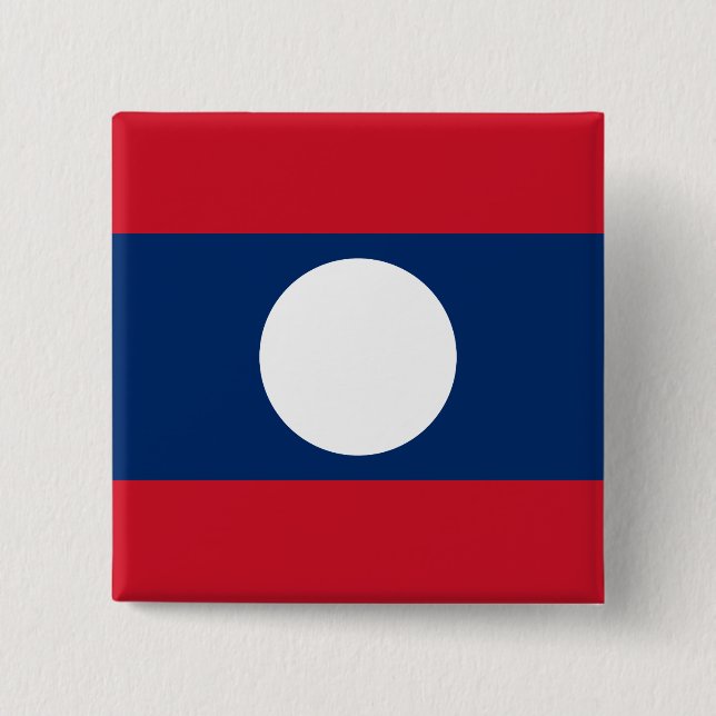 Laos Flag 2 Inch Square Button (Front)